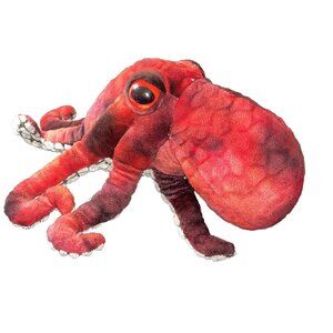 Red & Black Octopus 13" Plush Adventure Aquarium Grey Textured Under Belly